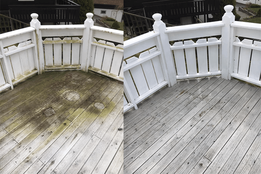 Før og etter bilde av veranda